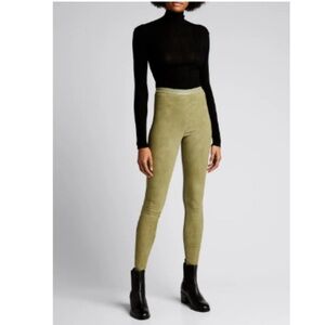 Alice + Olivia Sage Suede/Leather Leggings Sleek Fit